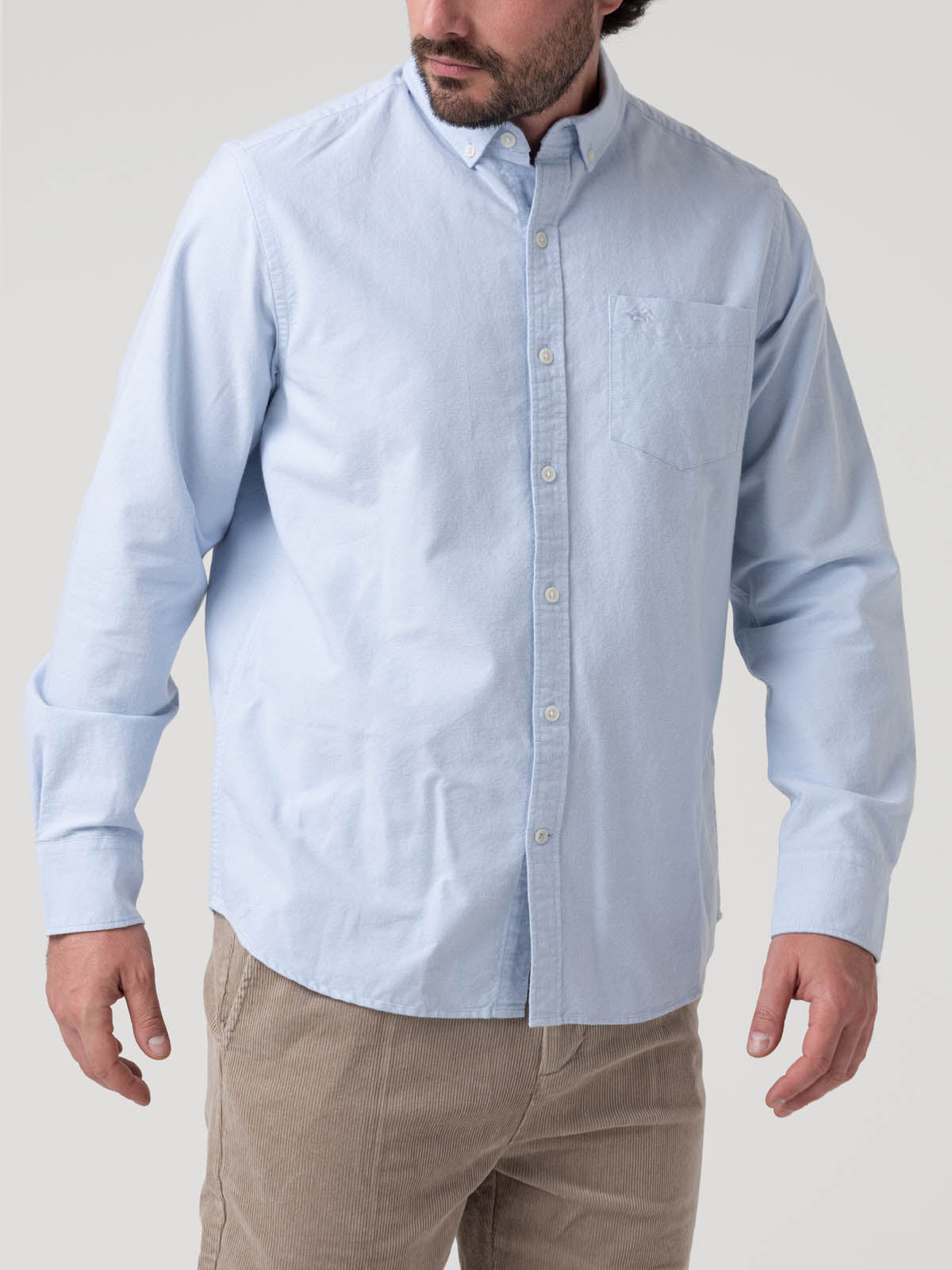 Camisa Algodón Orgánico Hombre Oxford Celeste Rockford