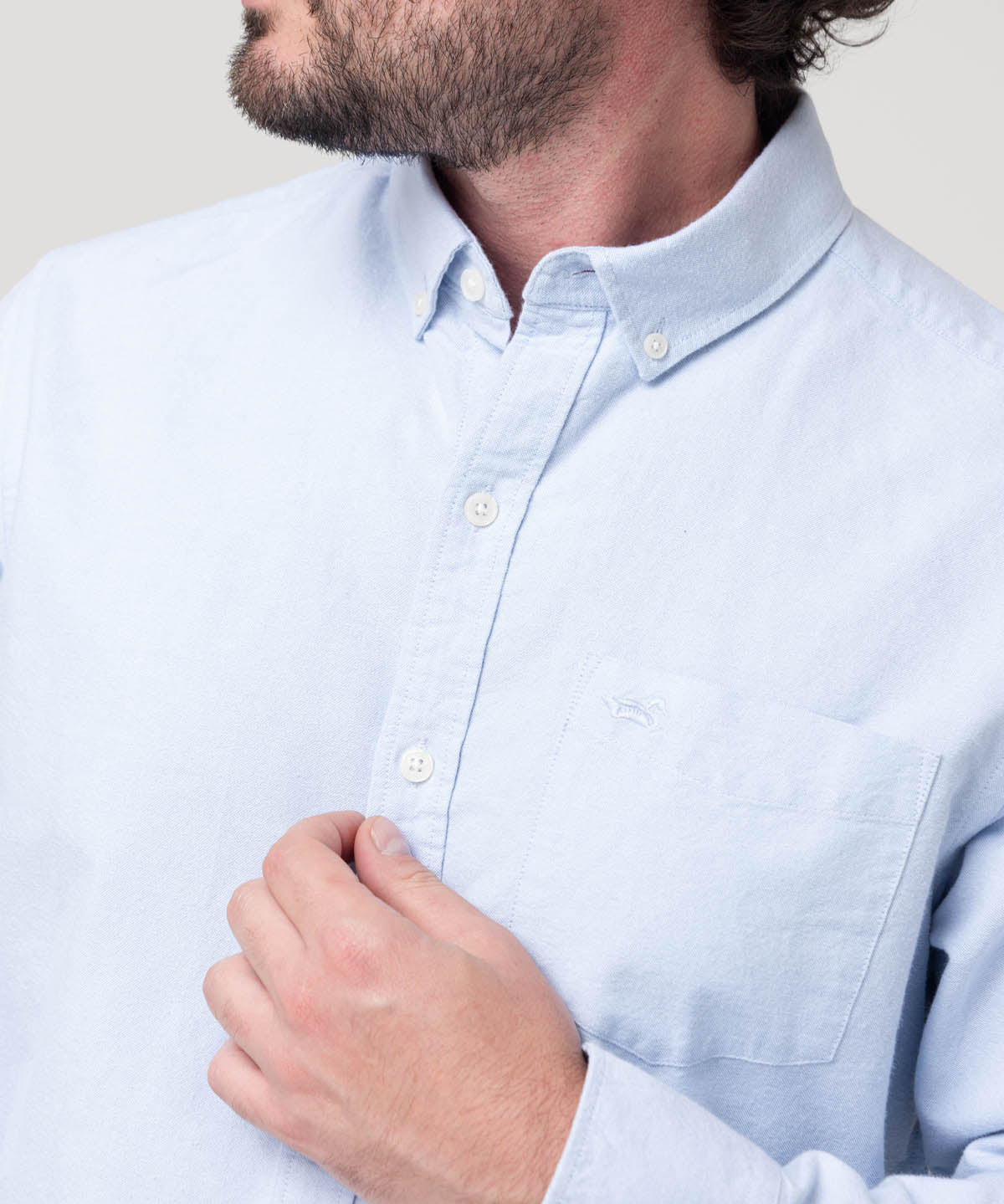 Camisa Algodón Orgánico Hombre Oxford Celeste Rockford