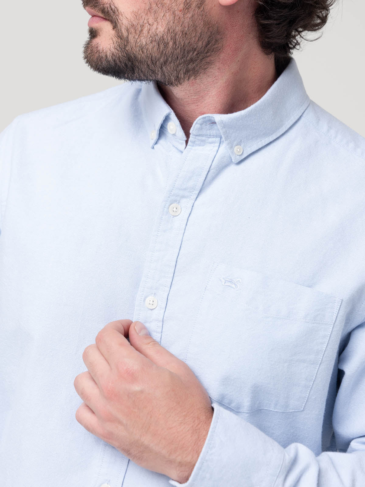 Camisa Algodón Orgánico Hombre Oxford Celeste Rockford