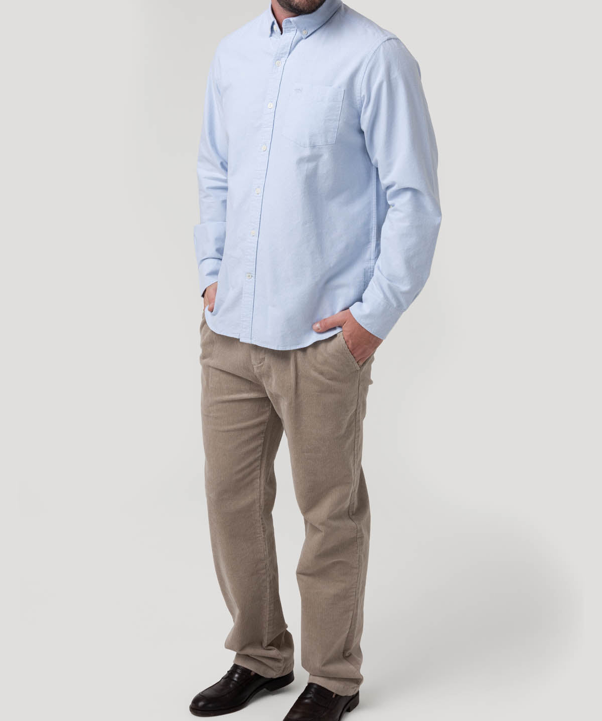 Camisa Algodón Orgánico Hombre Oxford Celeste Rockford