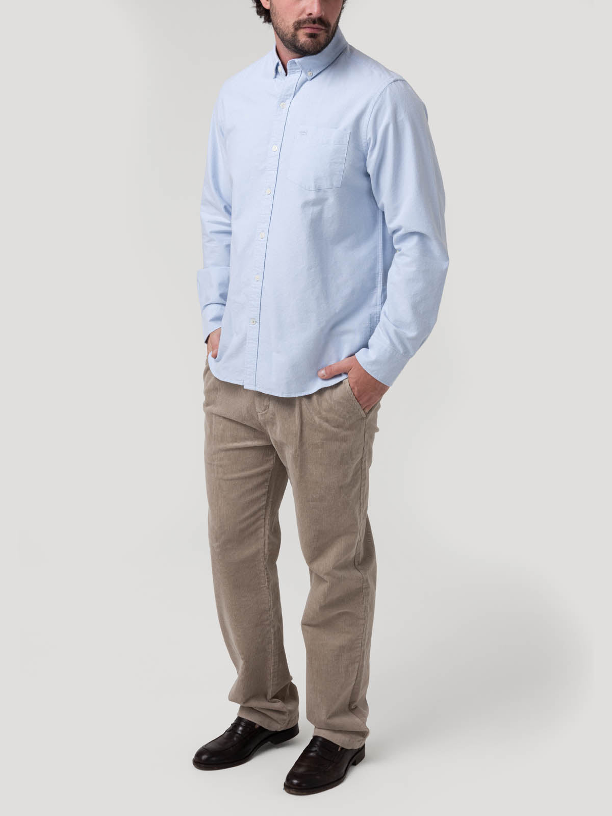 Camisa Algodón Orgánico Hombre Oxford Celeste Rockford