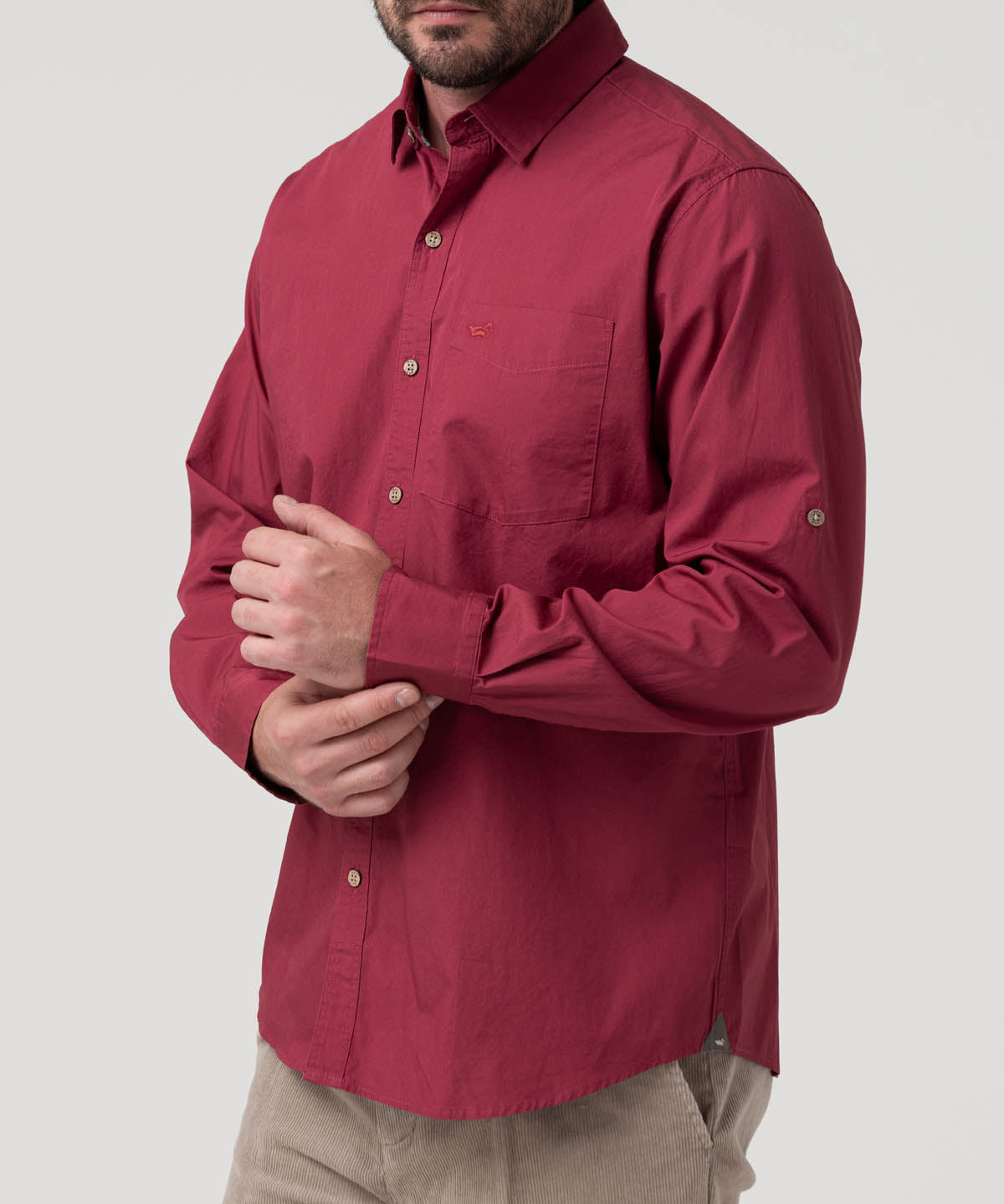Camisa Algodón Orgánico Hombre Galiton Rojo Rockford