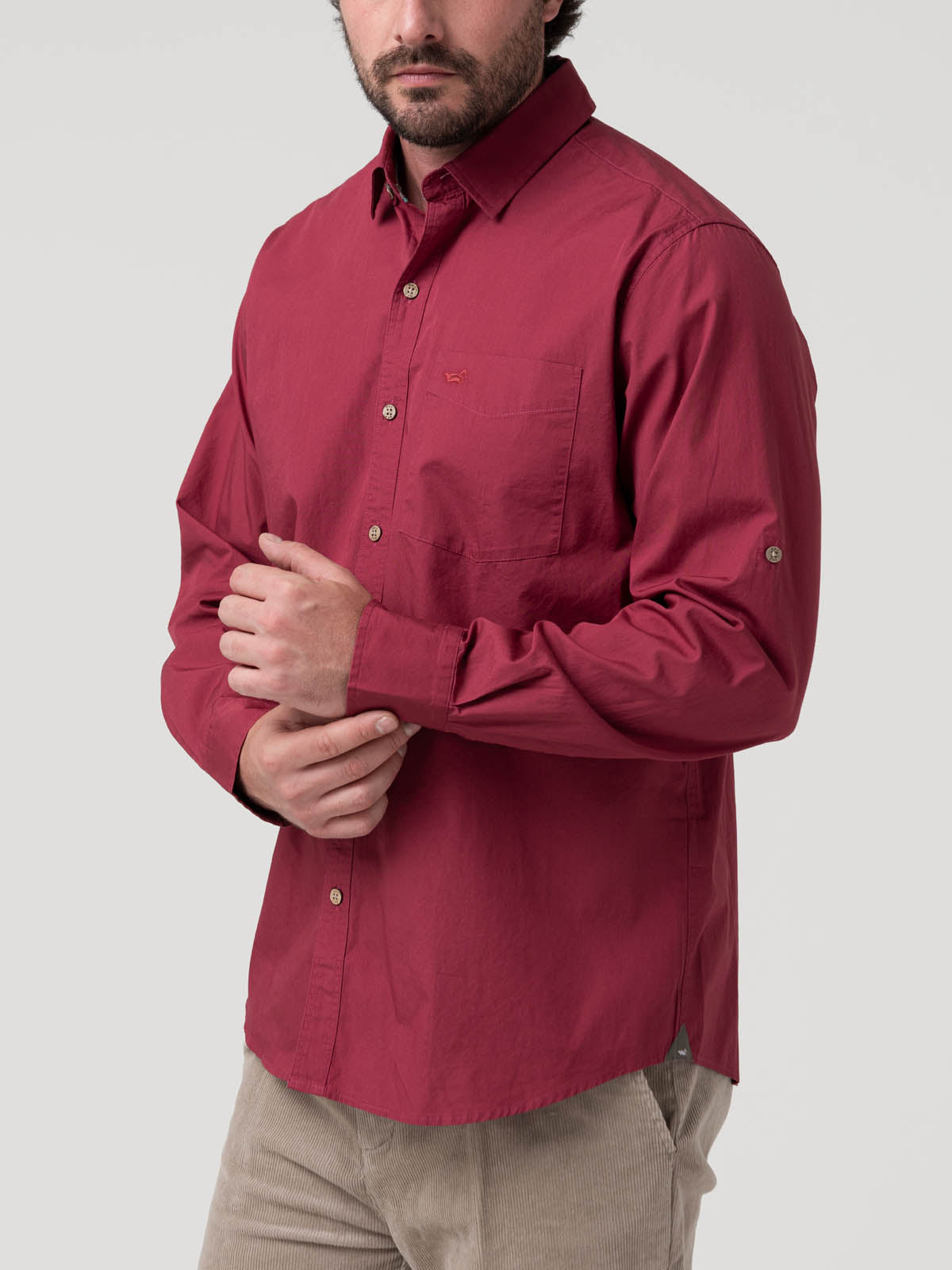 Camisa Algodón Orgánico Hombre Galiton Rojo Rockford
