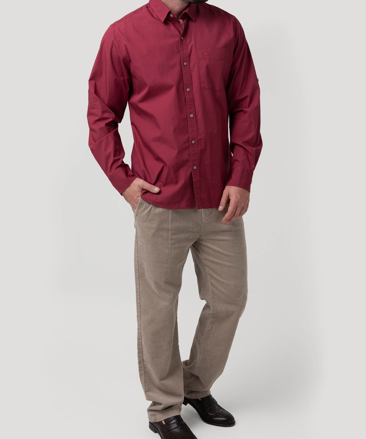 Camisa Algodón Orgánico Hombre Galiton Rojo Rockford