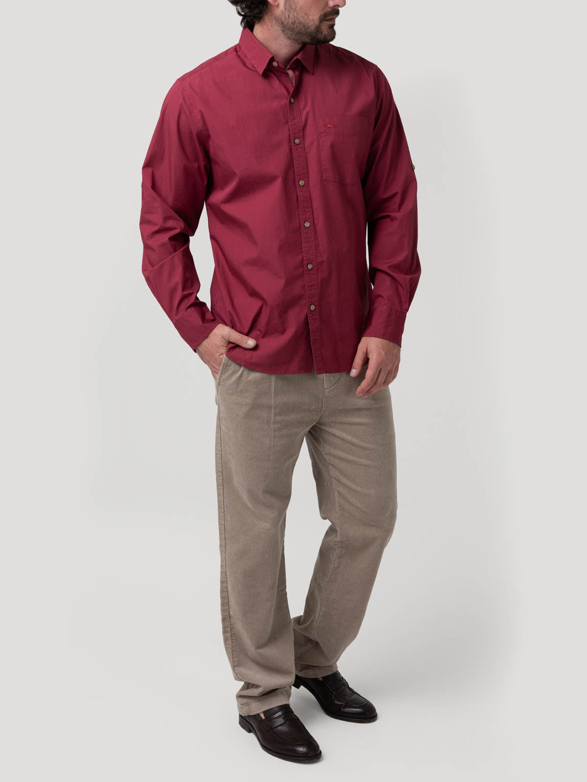 Camisa Algodón Orgánico Hombre Galiton Rojo Rockford