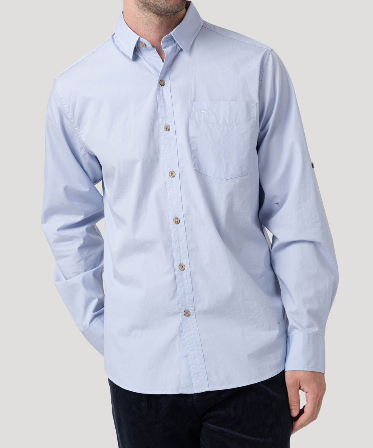Camisa Algodón Orgánico Hombre Galiton Celeste Rockford