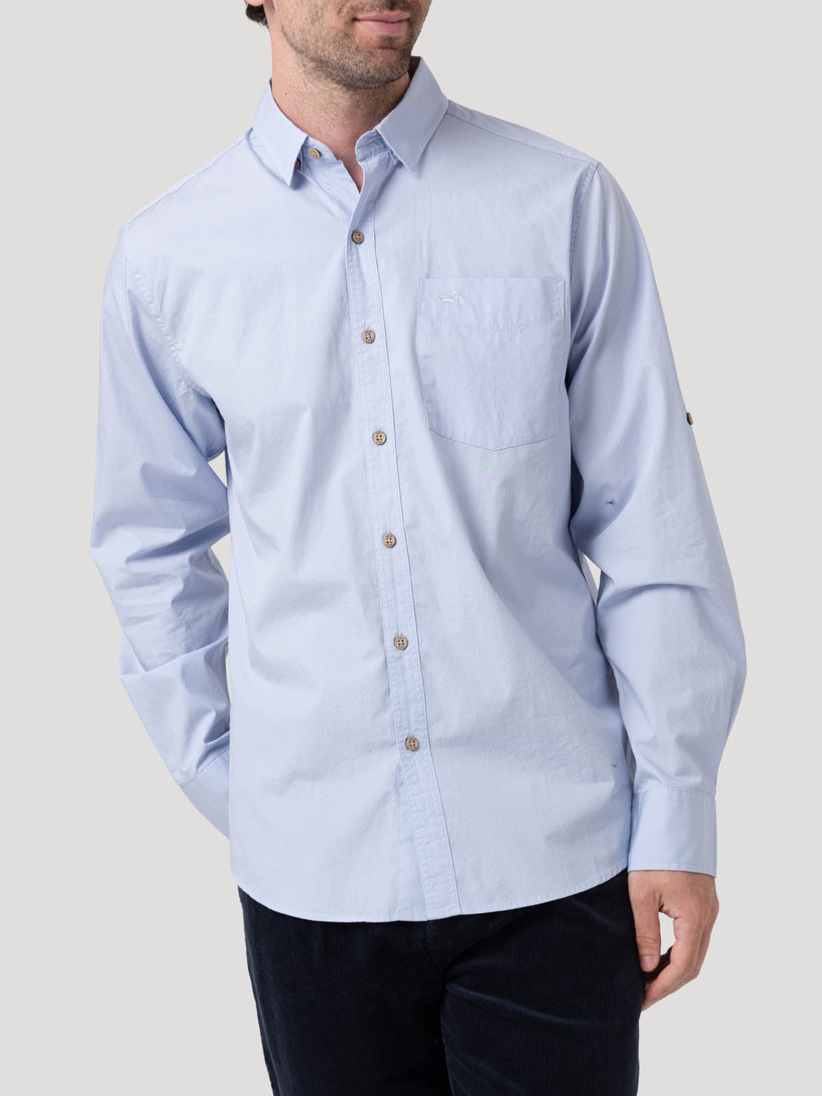 Camisa Algodón Orgánico Hombre Galiton Celeste Rockford
