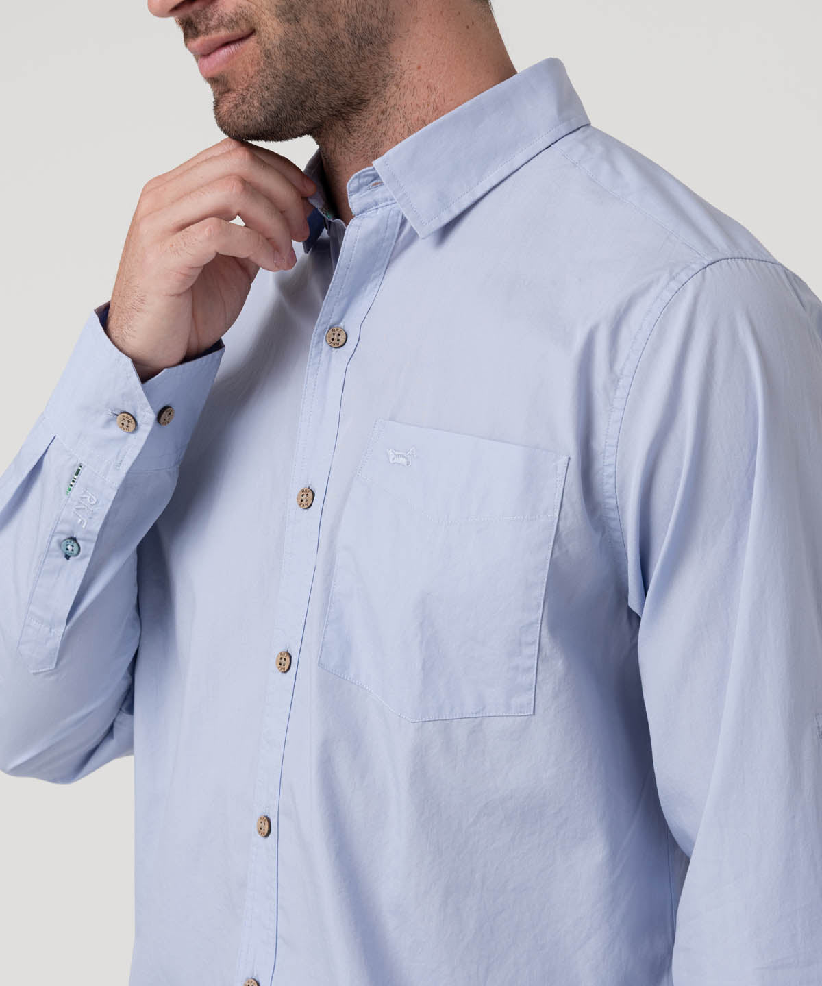 Camisa Algodón Orgánico Hombre Galiton Celeste Rockford