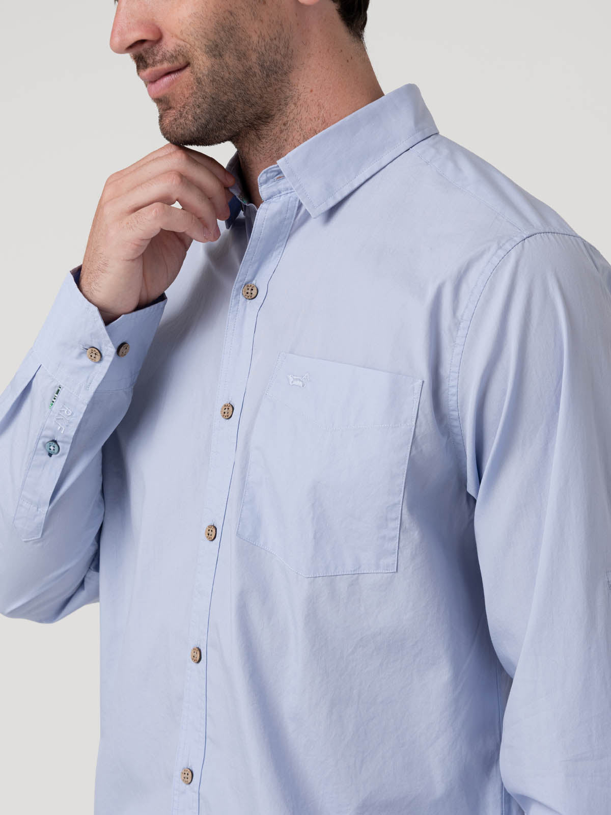 Camisa Algodón Orgánico Hombre Galiton Celeste Rockford