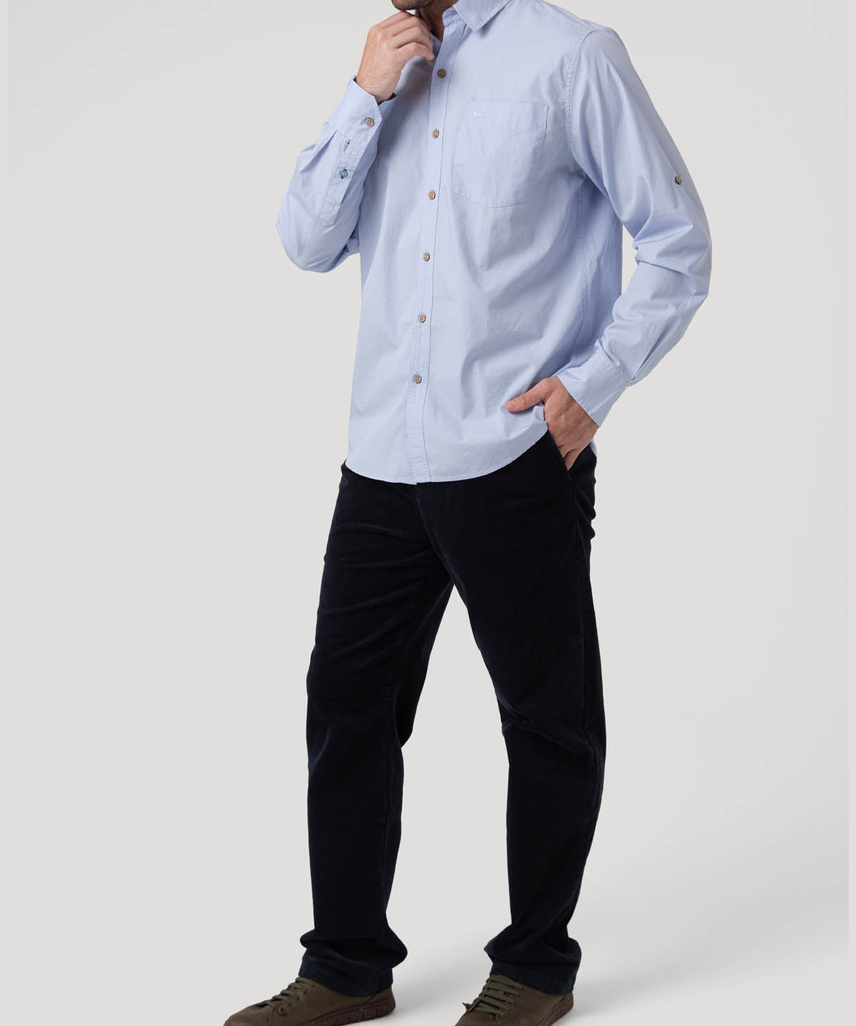 Camisa Algodón Orgánico Hombre Galiton Celeste Rockford