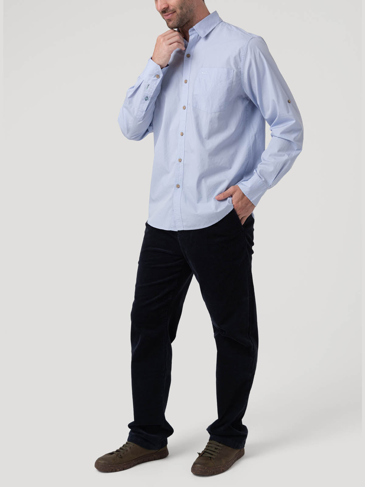 Camisa Algodón Orgánico Hombre Galiton Celeste Rockford