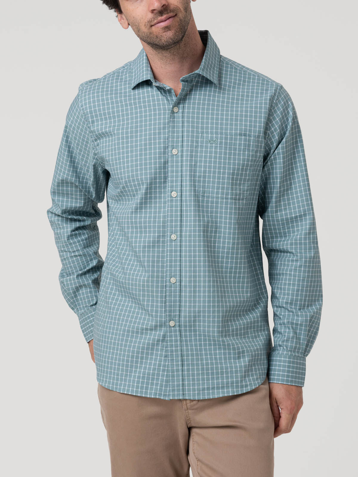 Camisa Algodón Orgánico Hombre Mild Verde Cuadrillé Rockford