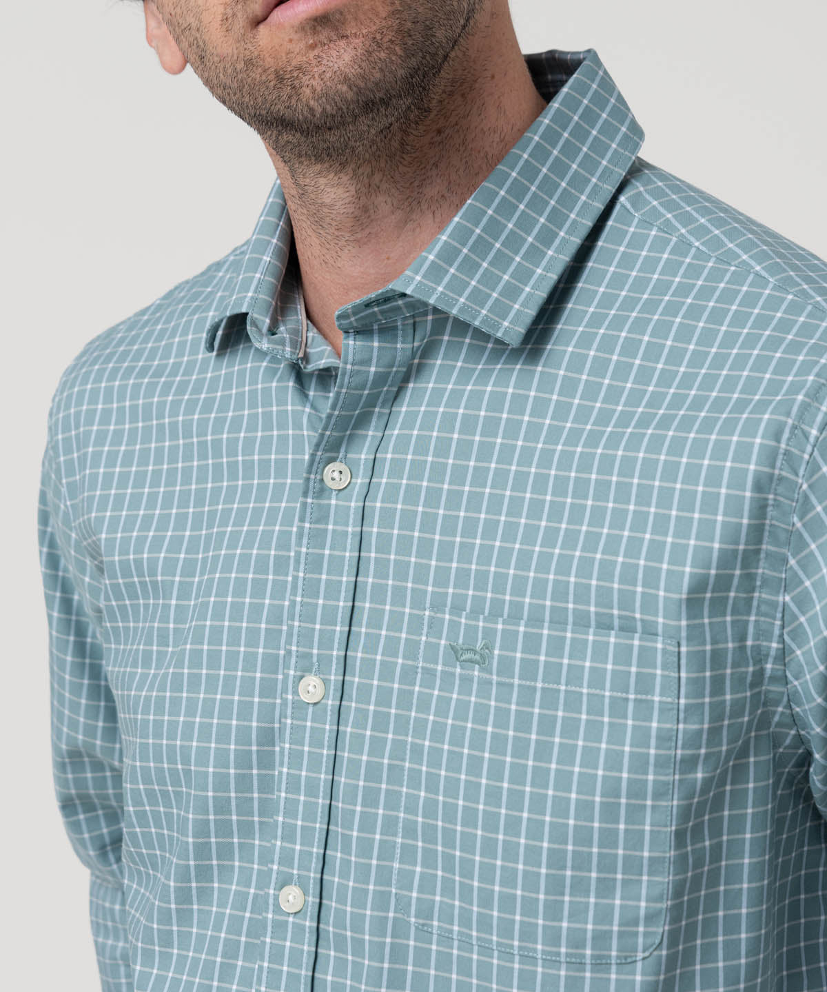 Camisa Algodón Orgánico Hombre Mild Verde Cuadrillé Rockford