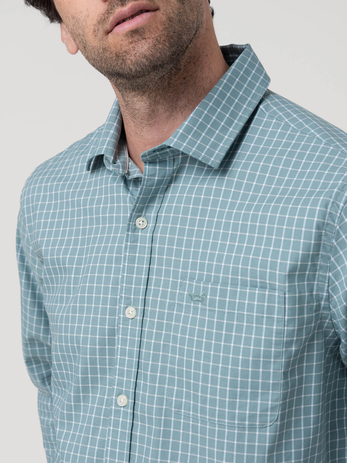 Camisa Algodón Orgánico Hombre Mild Verde Cuadrillé Rockford
