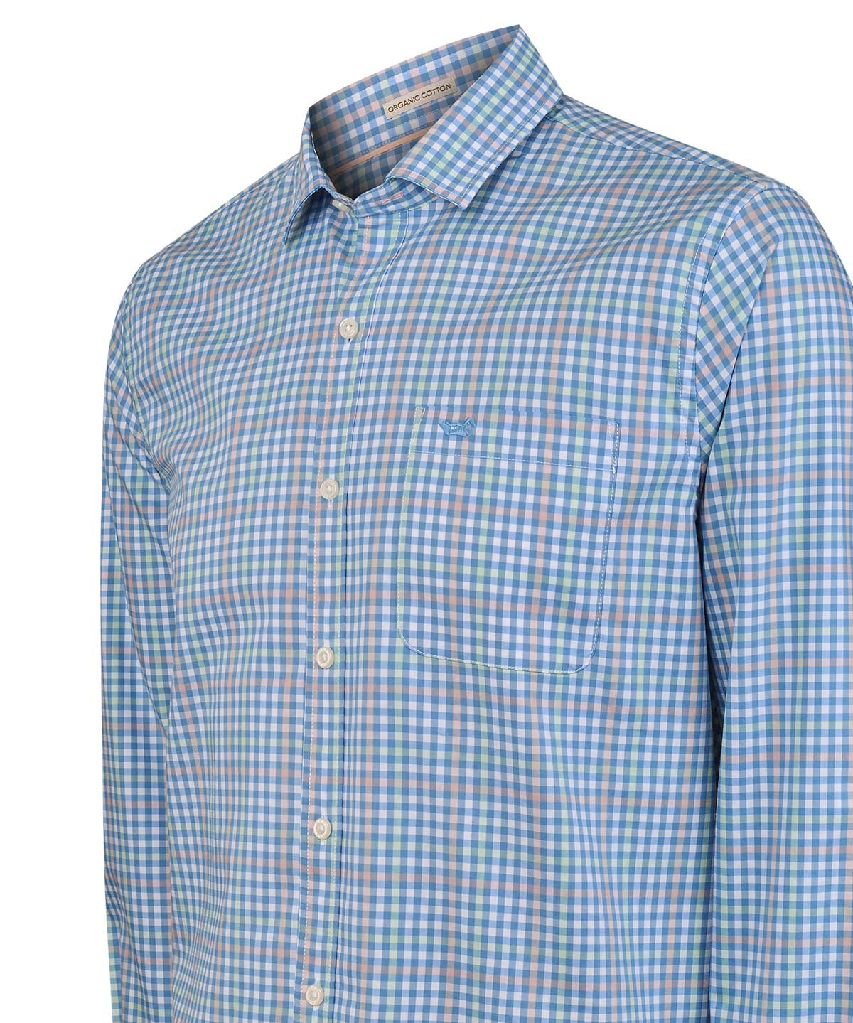 Camisa Algodón Orgánico Hombre Mild Azul Cuadrillé Rockford