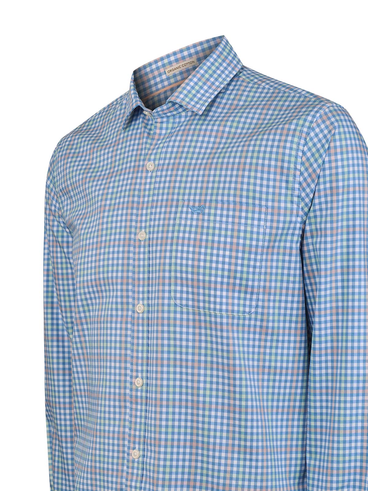Camisa Algodón Orgánico Hombre Mild Azul Cuadrillé Rockford