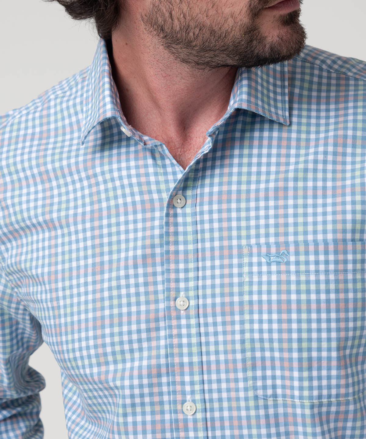 Camisa Algodón Orgánico Hombre Mild Azul Cuadrillé Rockford