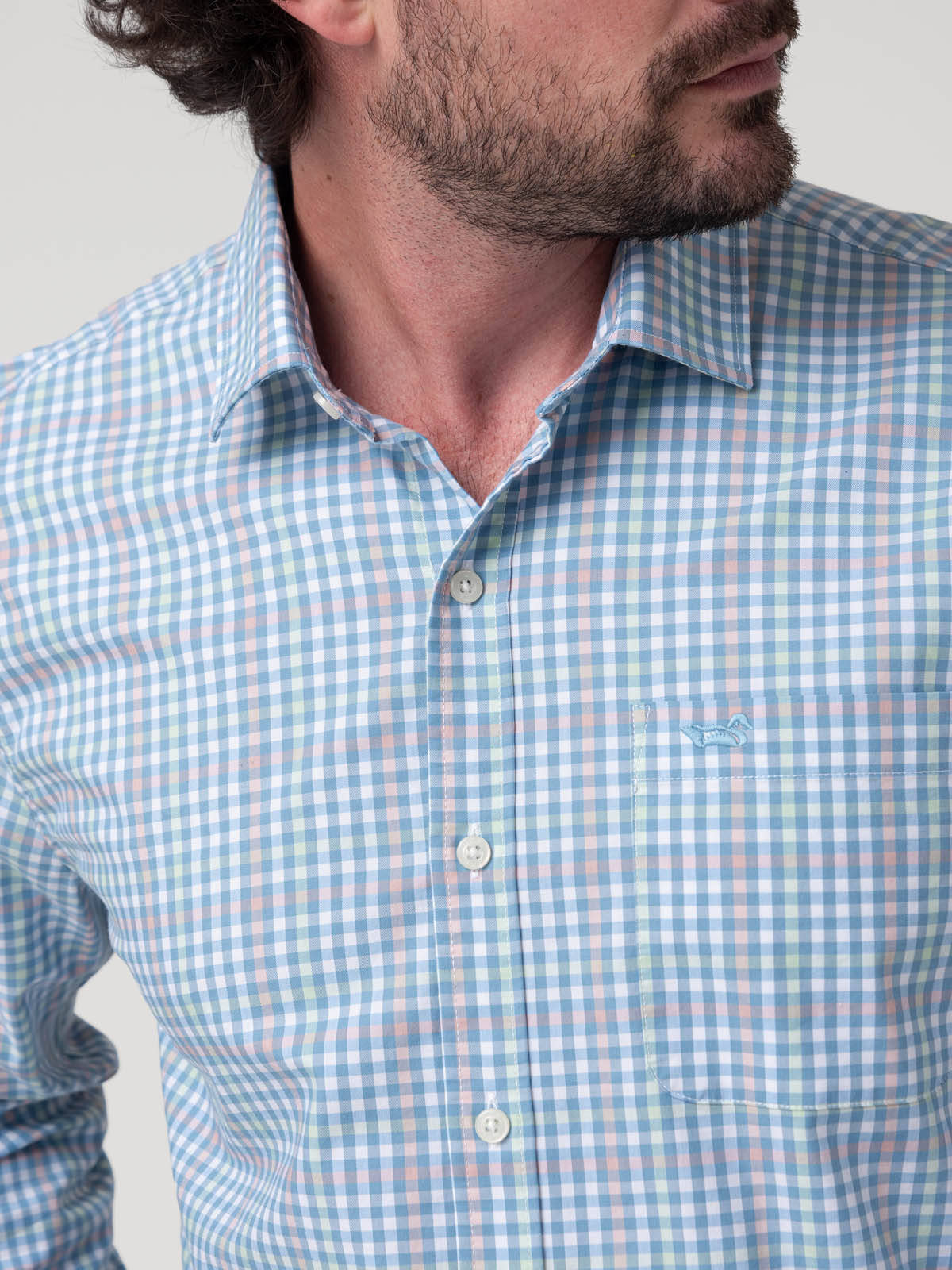 Camisa Algodón Orgánico Hombre Mild Azul Cuadrillé Rockford