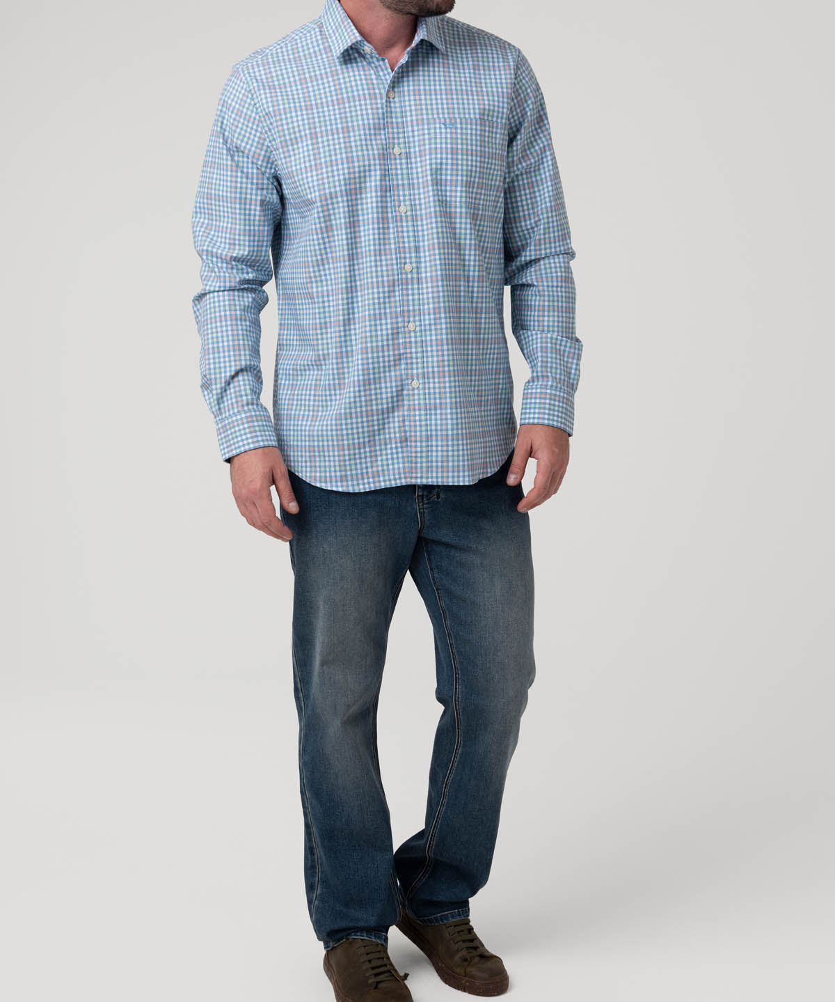Camisa Algodón Orgánico Hombre Mild Azul Cuadrillé Rockford