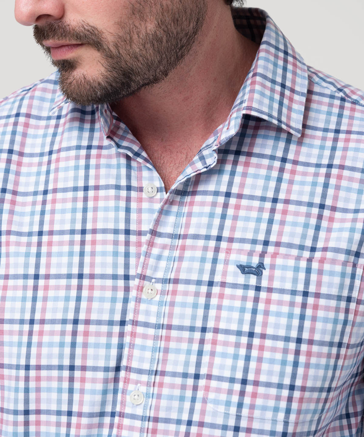 Camisa Algodón Orgánico Hombre Mild Blanco Cuadrillé Rockford