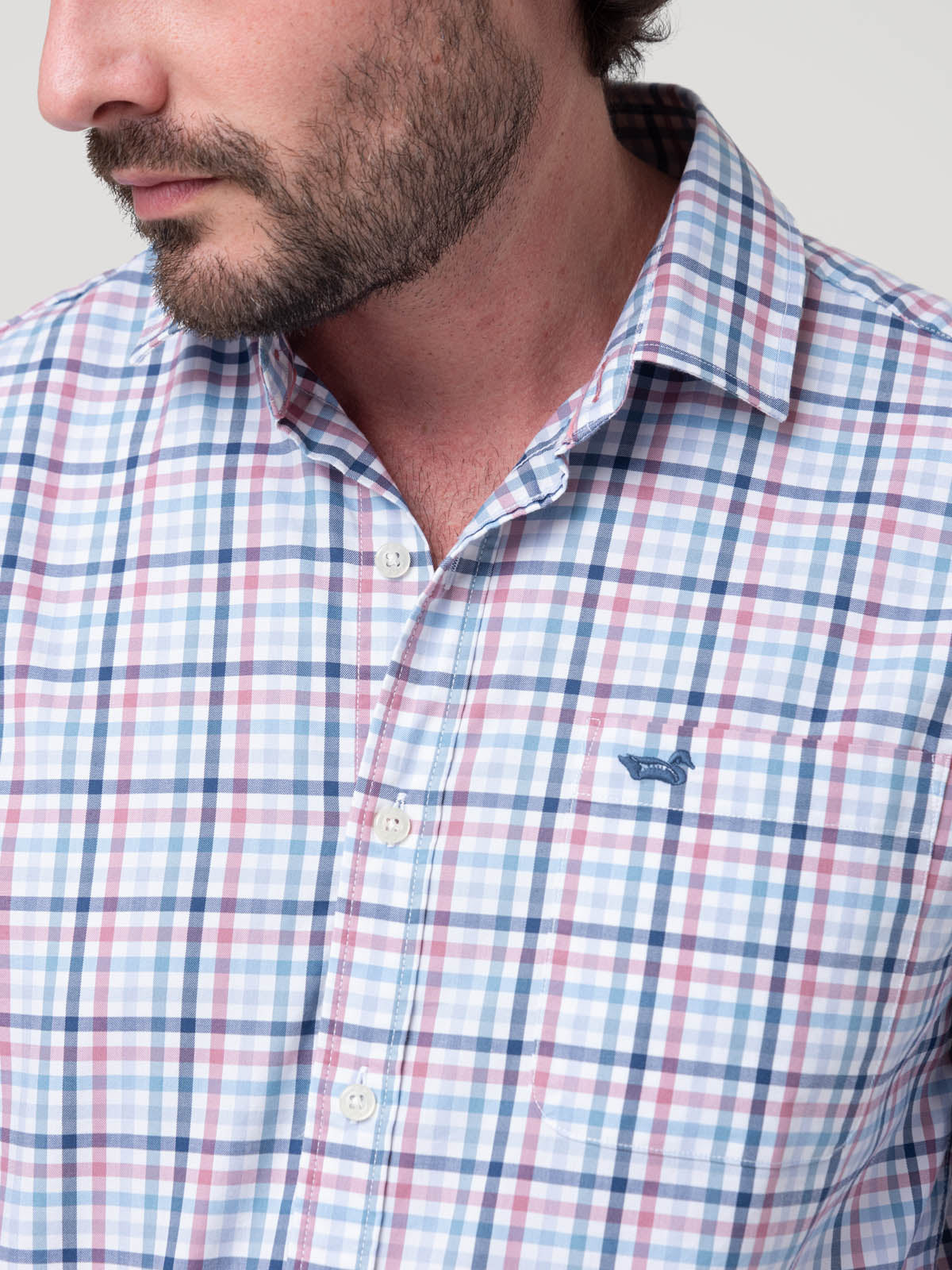 Camisa Algodón Orgánico Hombre Mild Blanco Cuadrillé Rockford