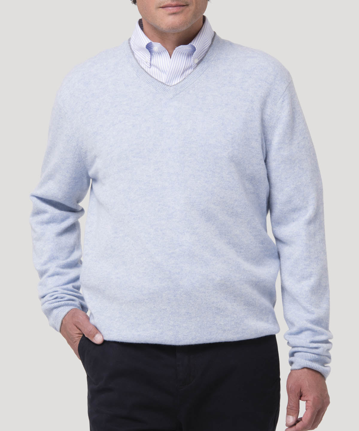 Sweater Cashemira Hombre Cash V Celeste Rockford