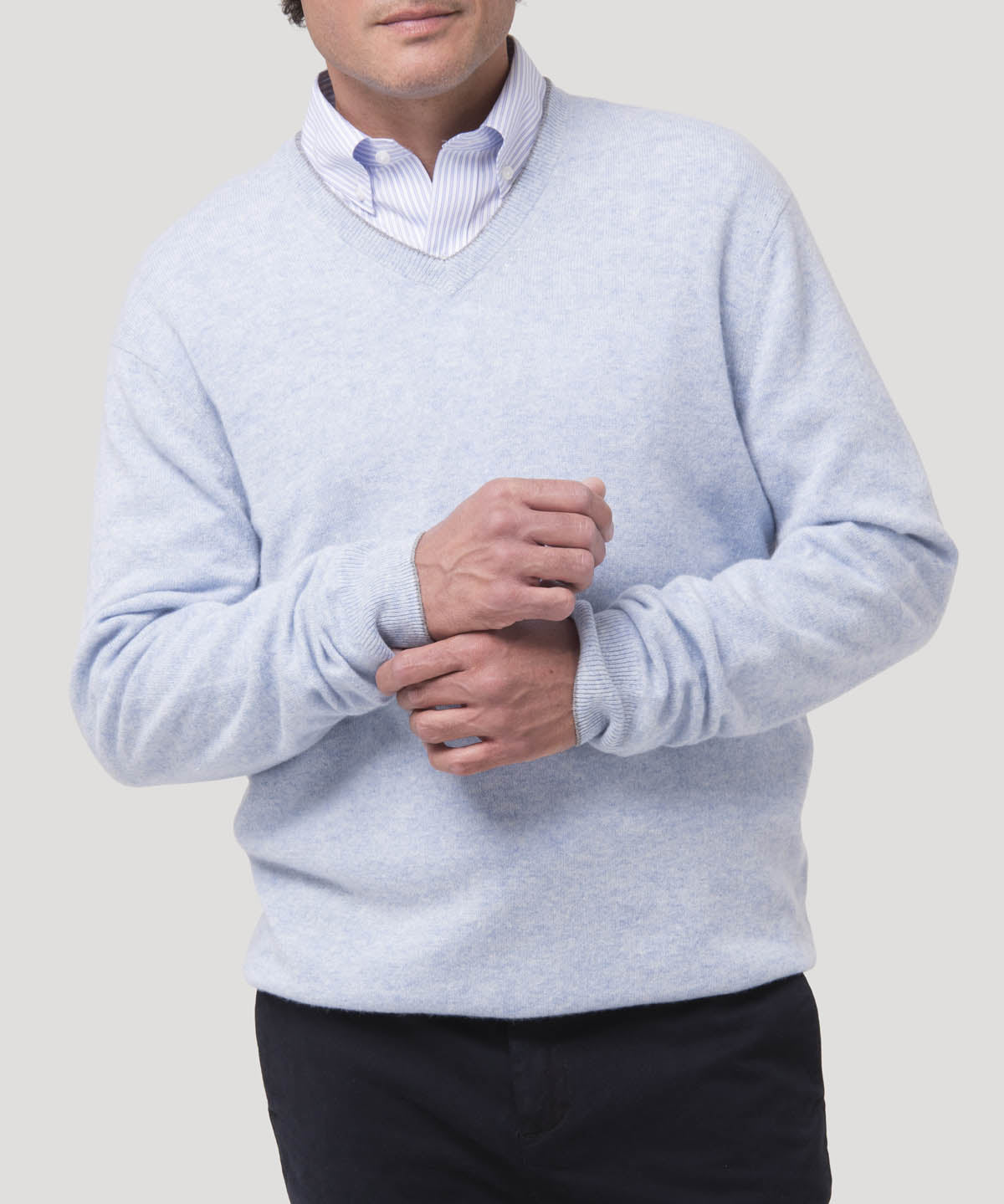 Sweater Cashemira Hombre Cash V Celeste Rockford