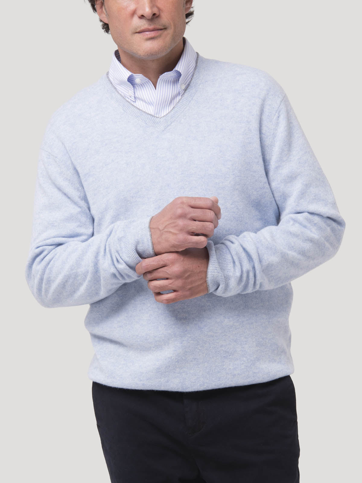 Sweater Cashemira Hombre Cash V Celeste Rockford