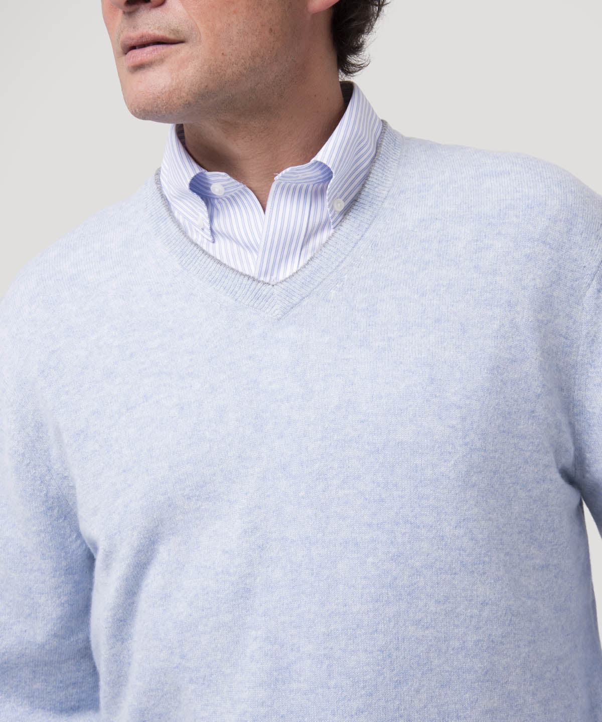 Sweater Cashemira Hombre Cash V Celeste Rockford