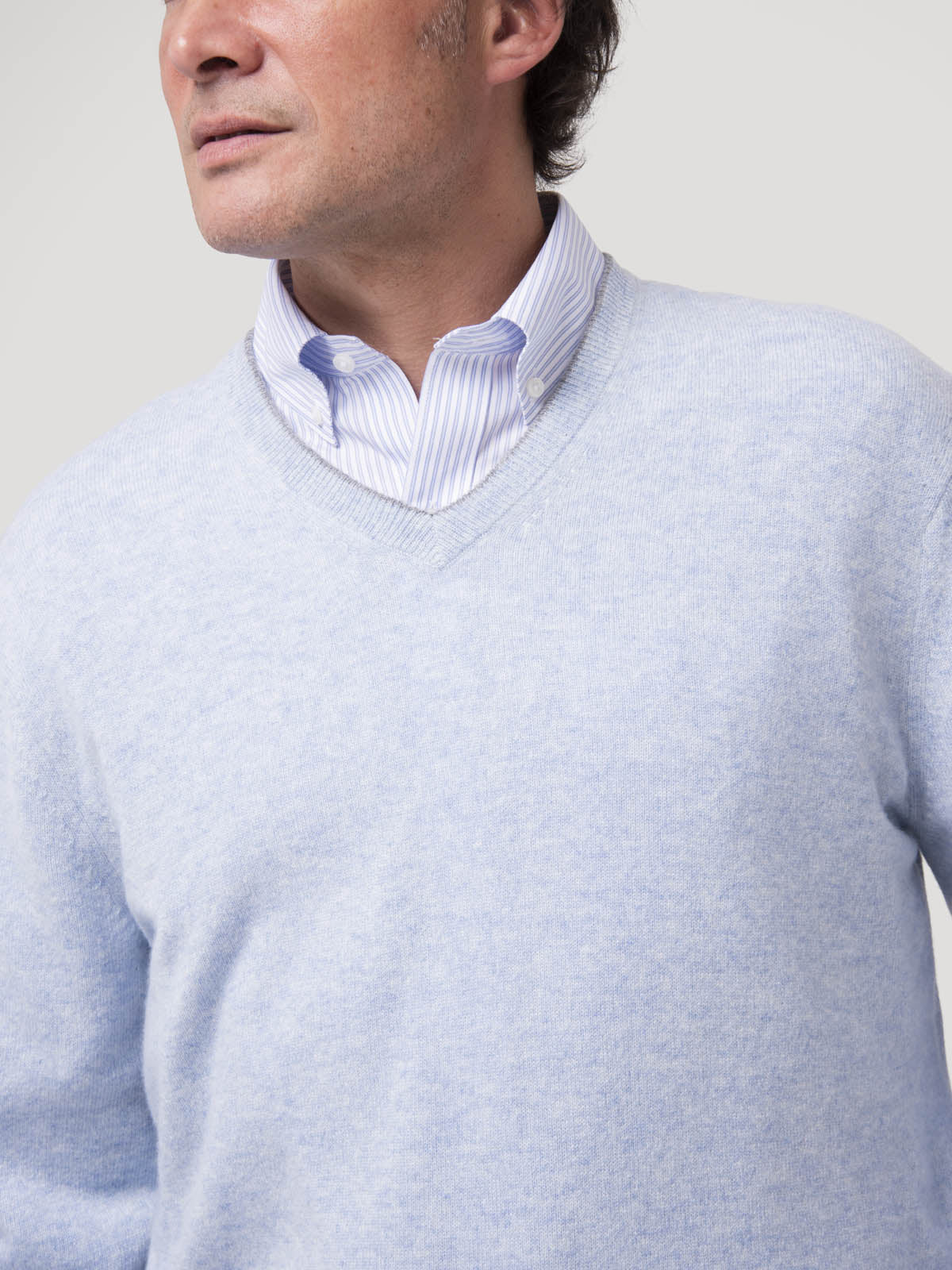 Sweater Cashemira Hombre Cash V Celeste Rockford