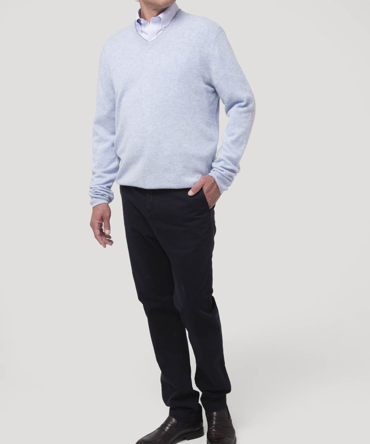 Sweater Cashemira Hombre Cash V Celeste Rockford