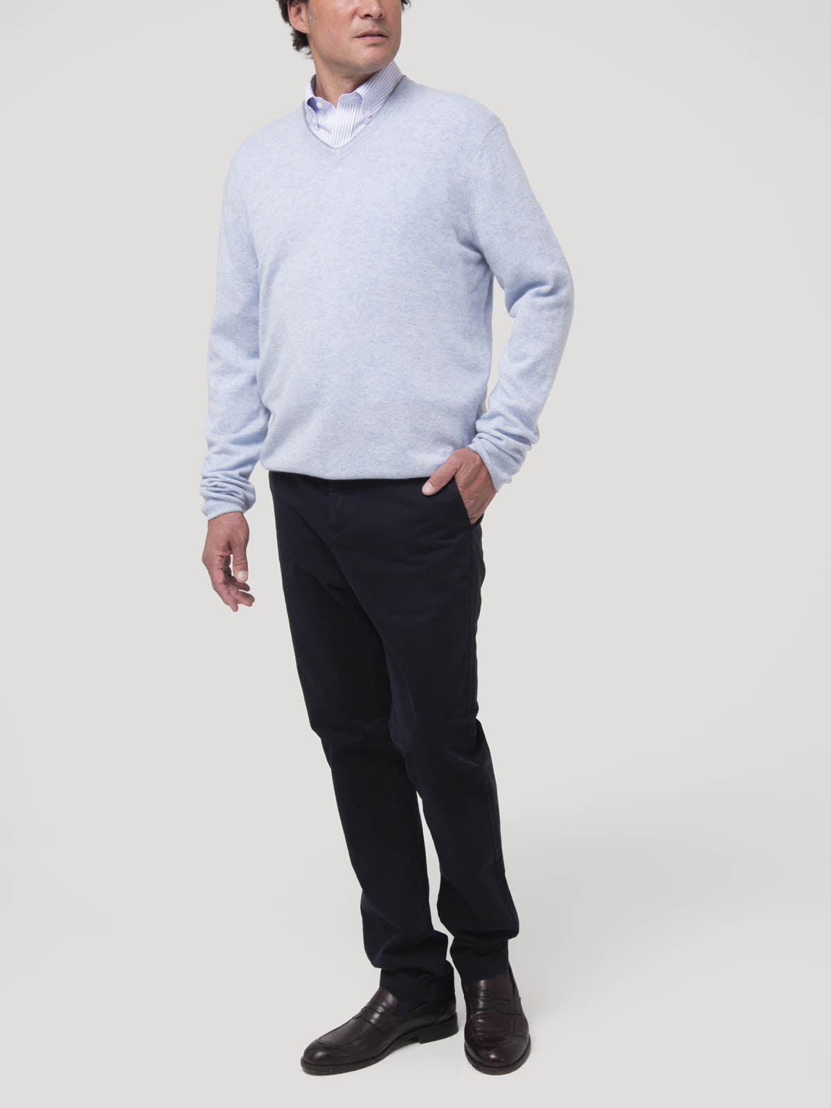 Sweater Cashemira Hombre Cash V Celeste Rockford