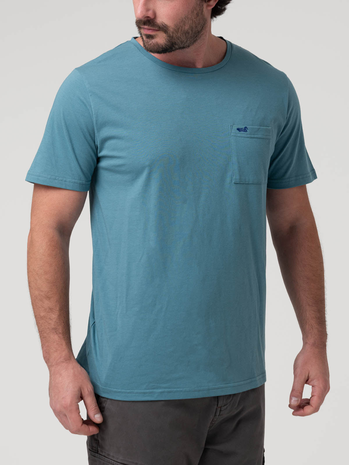 Polera Algodón Reciclado Hombre Essentpoc Celeste Rockford