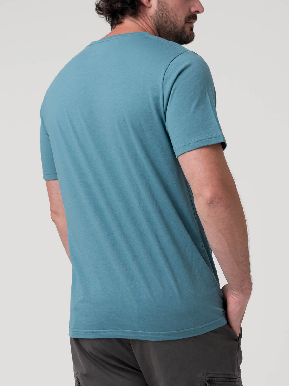 Polera Algodón Reciclado Hombre Essentpoc Celeste Rockford