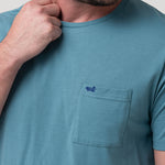 Polera Algodón Reciclado Hombre Essentpoc Celeste Rockford