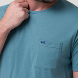 Polera Algodón Reciclado Hombre Essentpoc Celeste Rockford