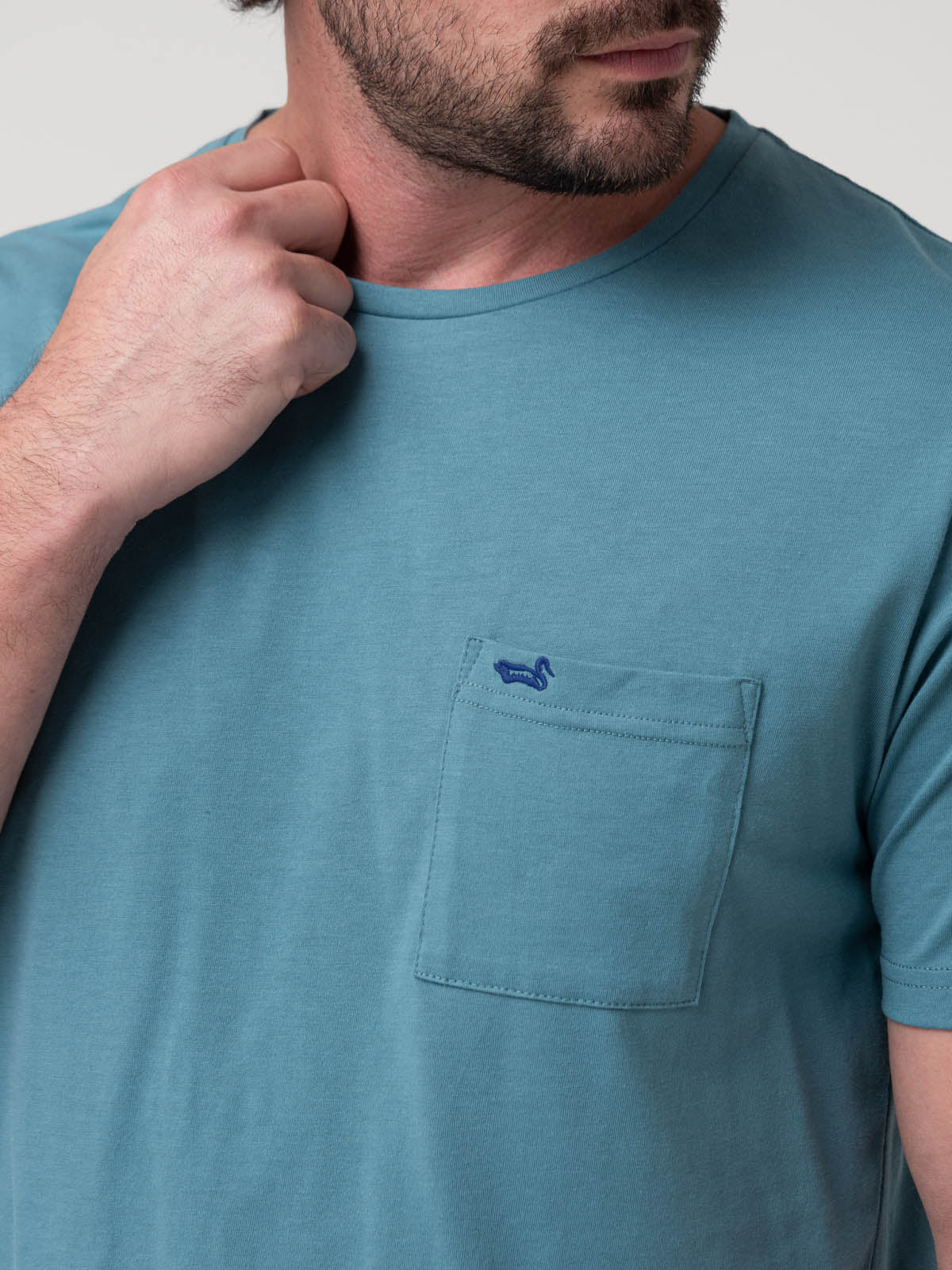 Polera Algodón Reciclado Hombre Essentpoc Celeste Rockford