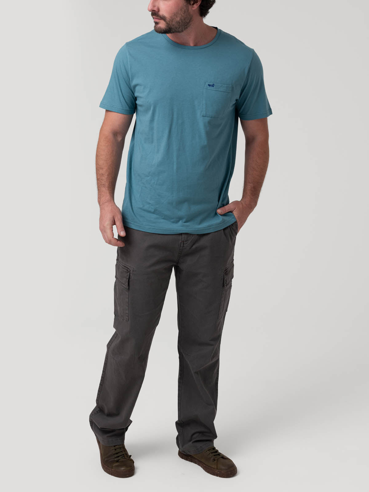 Polera Algodón Reciclado Hombre Essentpoc Celeste Rockford