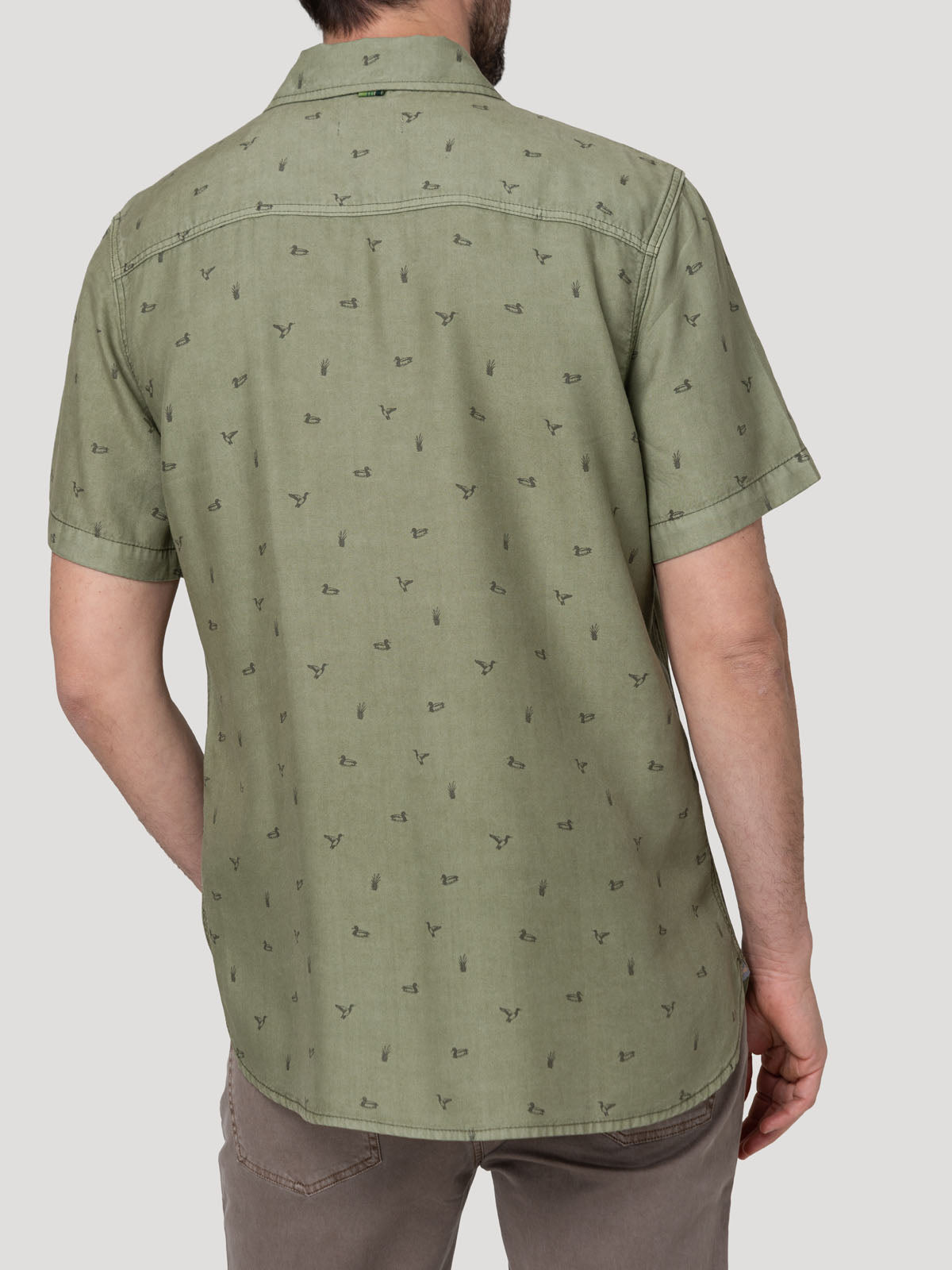 Camisa Tencel Hombre Tencelprint Verde Rockford