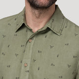Camisa Tencel Hombre Tencelprint Verde Rockford