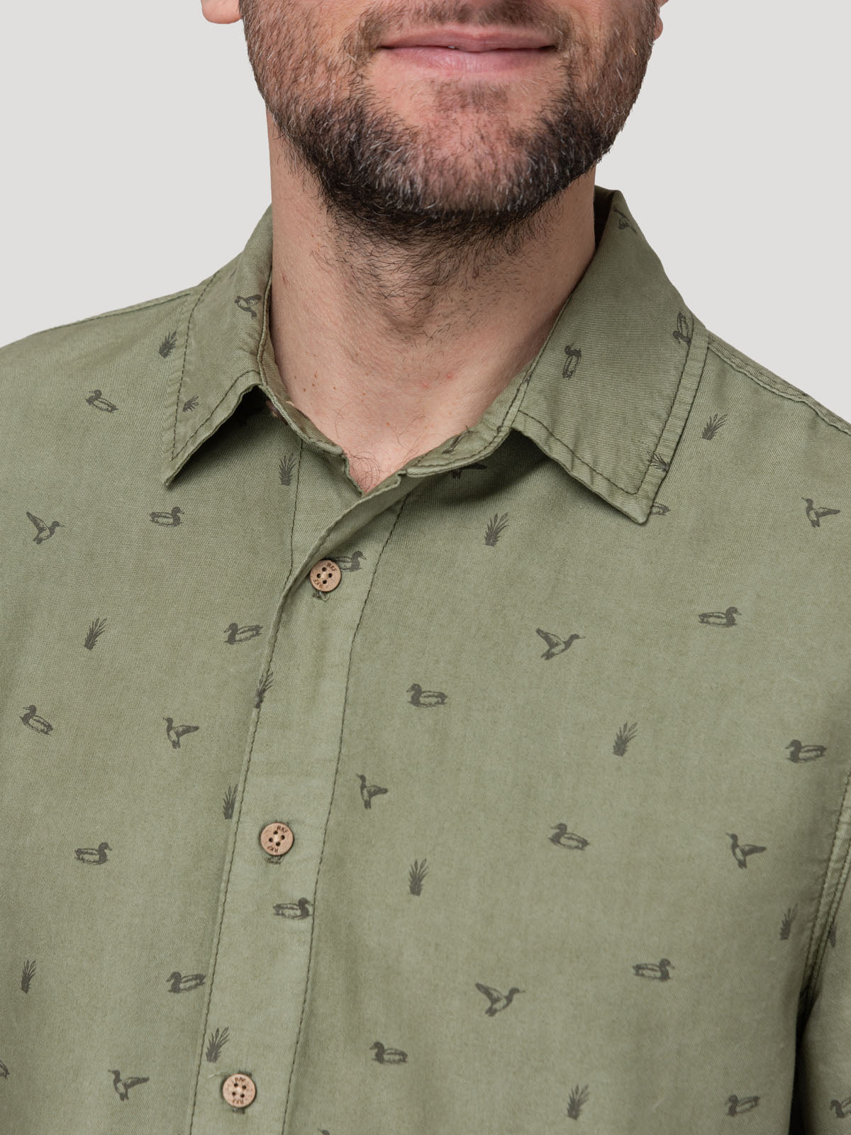 Camisa Tencel Hombre Tencelprint Verde Rockford
