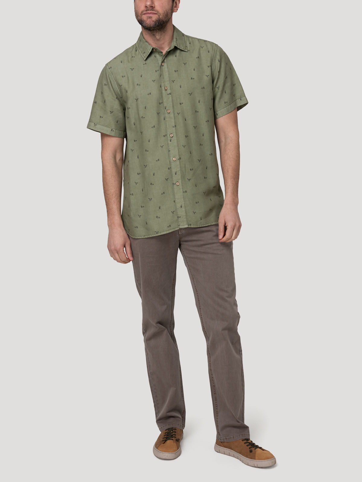 Camisa Tencel Hombre Tencelprint Verde Rockford