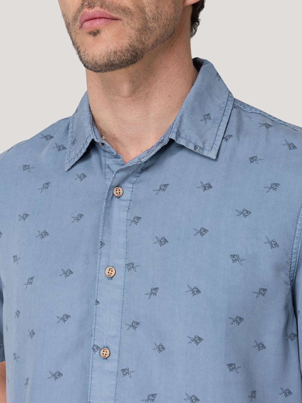 Camisa Tencel Hombre Tencelprint Azul Rockford