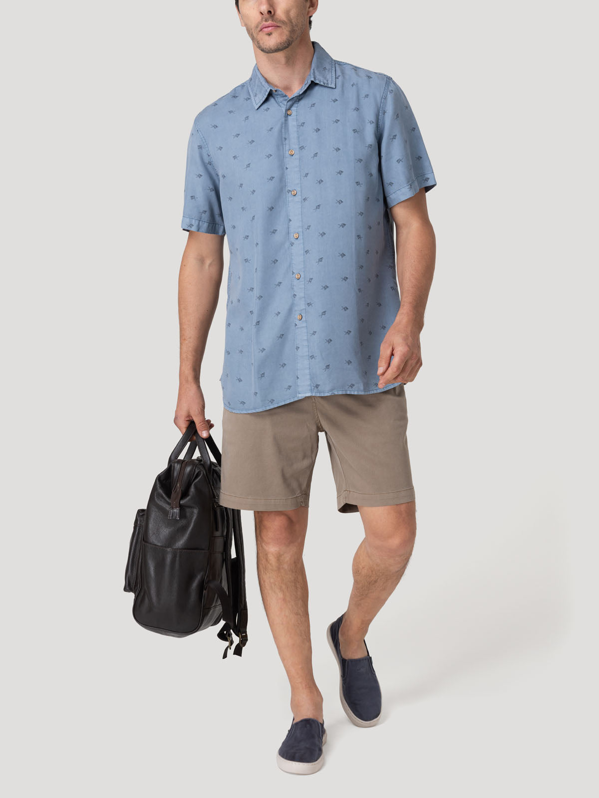 Camisa Tencel Hombre Tencelprint Azul Rockford