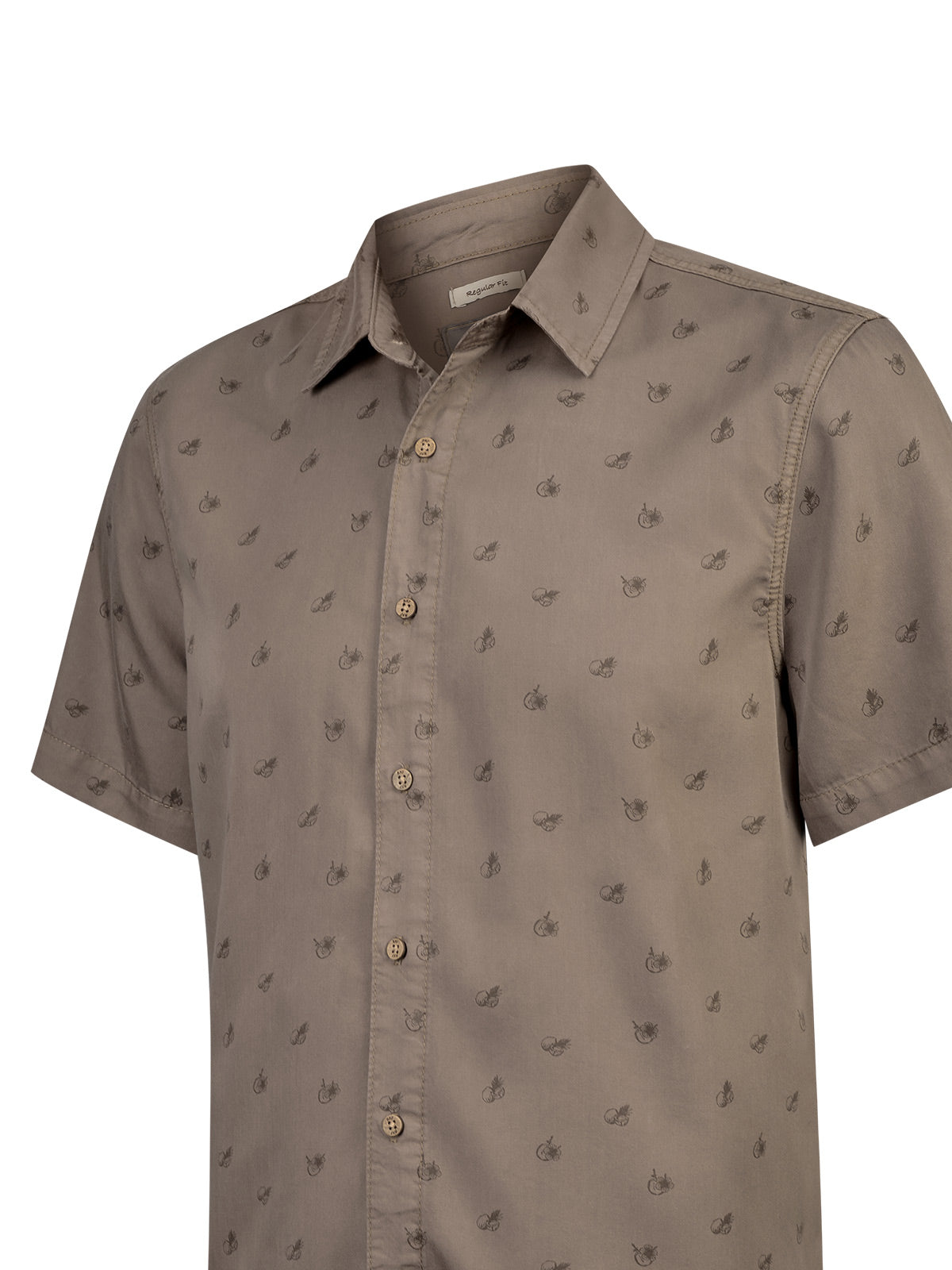 Camisa Tencel Hombre Tencelprint Café Rockford