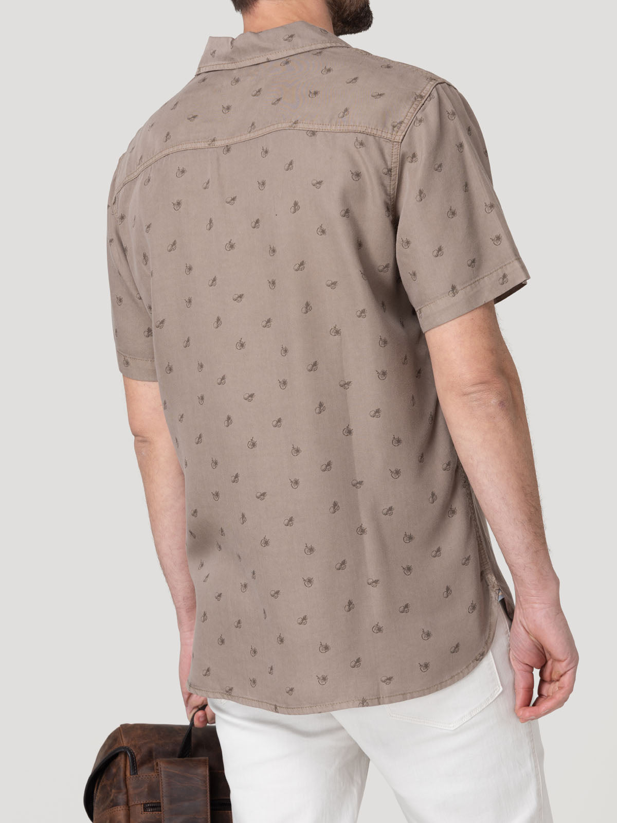 Camisa Tencel Hombre Tencelprint Café Rockford
