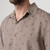 Camisa Tencel Hombre Tencelprint Café Rockford