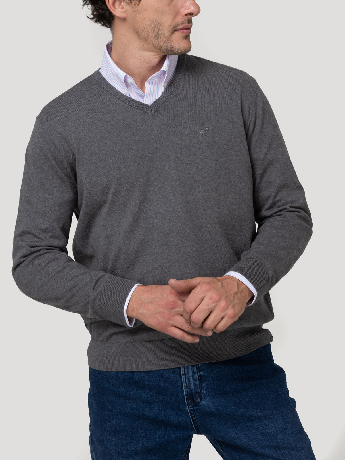 Sweater Algodón Orgánico Hombre Angriv Celeste Rockford