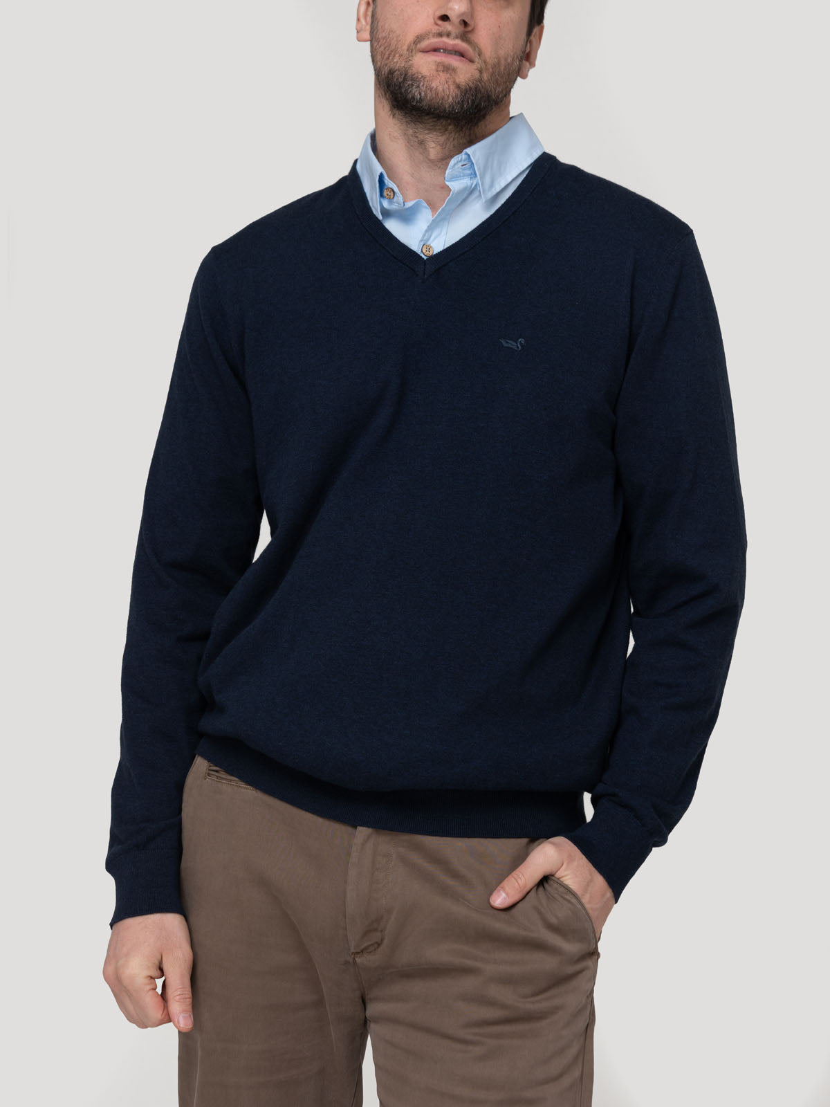 Sweater Algodón Orgánico Hombre Angriv Marino Rockford