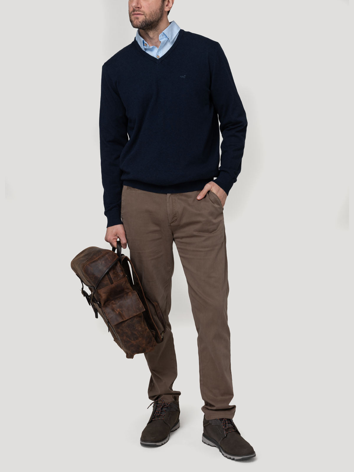 Sweater Algodón Orgánico Hombre Angriv Marino Rockford
